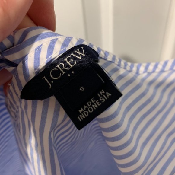 J. Crew Blue & White Striped Bow Tie Back Peplum Size Small - Picture 5 of 8